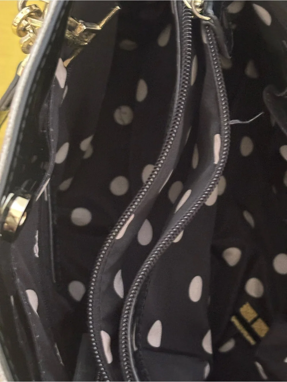 Anne Klein Metallic Gold and Black Patent Tote with Chain Handles